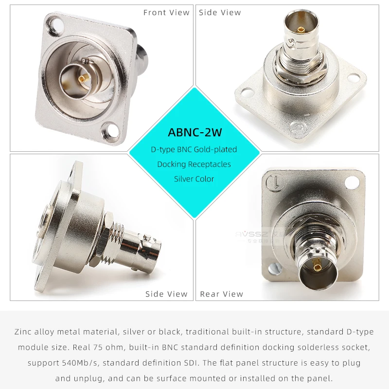 AVSSZ d-type 75 ohm BNC SD SDI wideo koncentryczne złącza dwukierunkowy dokowanie Q9 86 mocowanie panelu BNC lutowanie lutowanie gniazdo żeńskie