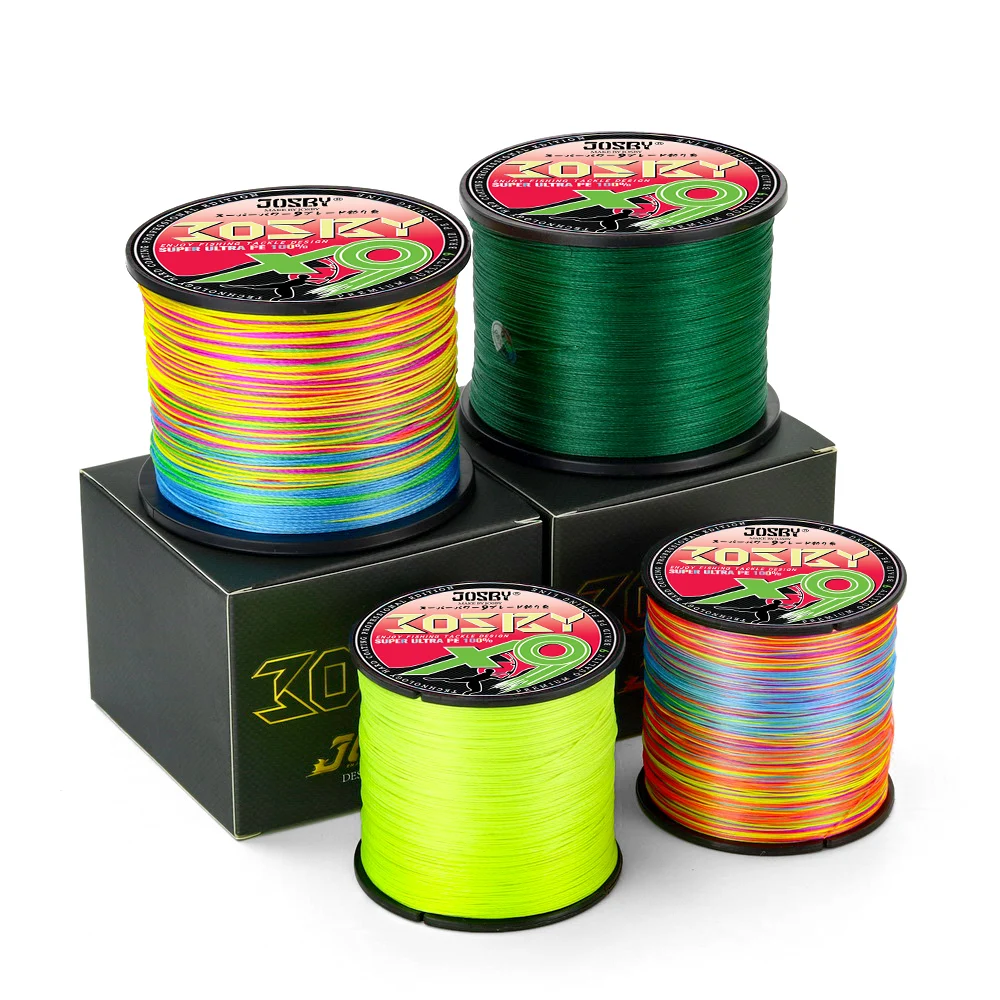 JOSB 9 Strands 8 Braided Fishing Line Multifilament 100% PE  10-88LB Super Strong Smoother Carp Fly Cord Weave Tackle