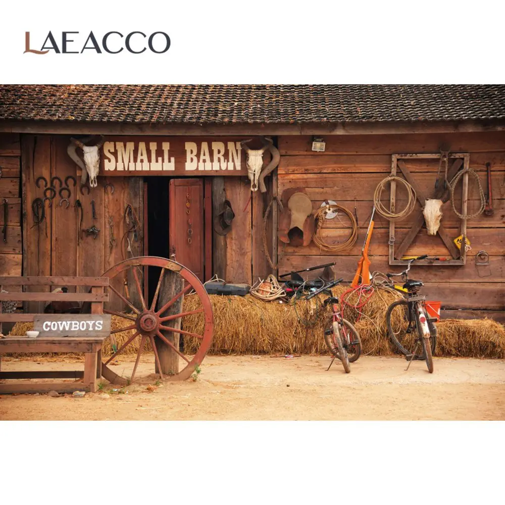 Laeacco-Arrière-Plan de Photographie pour Studio Photo, Vieux Bois, Grange, Cheval, West Cowboy, États-Unis, Enfant, ixde Bébé