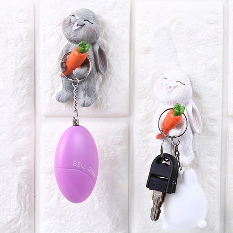 Cute Rabbit Hook Key Holder Wall Hangers For Clothes Coat Hanger Self Adhesive Wall Hooks Hanger Decor Kitchen Bathroom Hooks