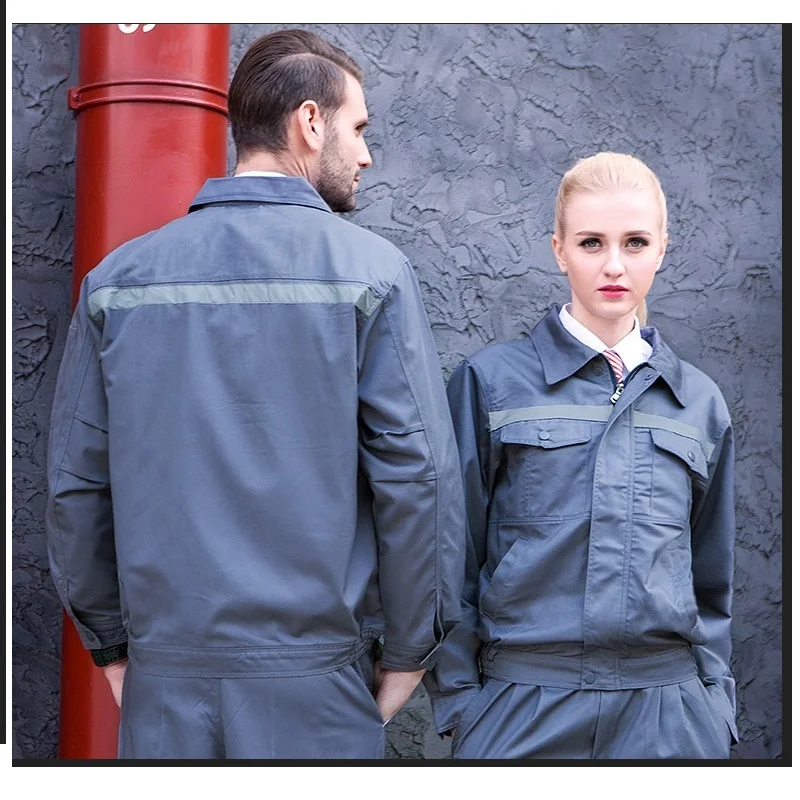 Arbeiter Kleidung Set Männlich/weiblich Fabrik Werkstatt Uniform Lange-sleeve Overalls Schweißen Anzug Männliche Sicherheit Reflektierende Streifen ingenieur