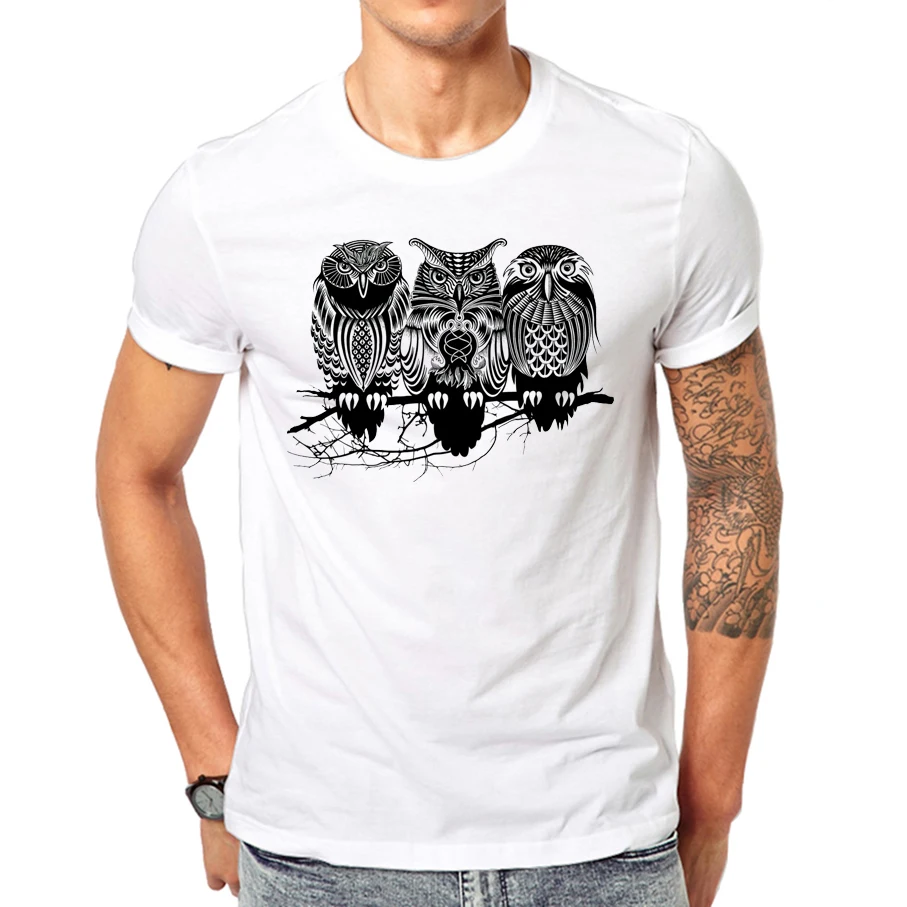 Newest 2022 men\'s fashion short sleeve night warrior owl printed t-shirts funny Tattoo tee shirts Hipster O-neck popular tops