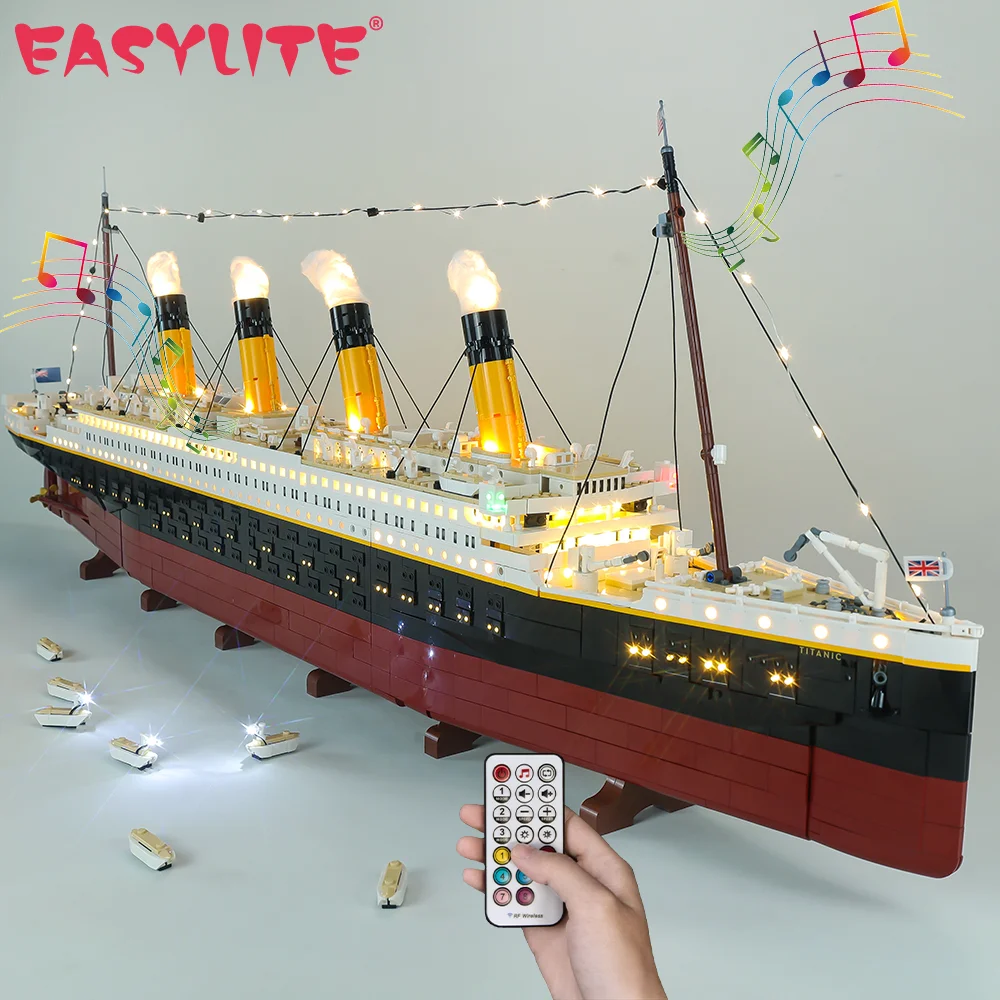 Juego de luces LED para barco Titanic 10294, crucero real, modelo de barco de película clásica, figuras coleccionables, ladrillos, sin bloques de