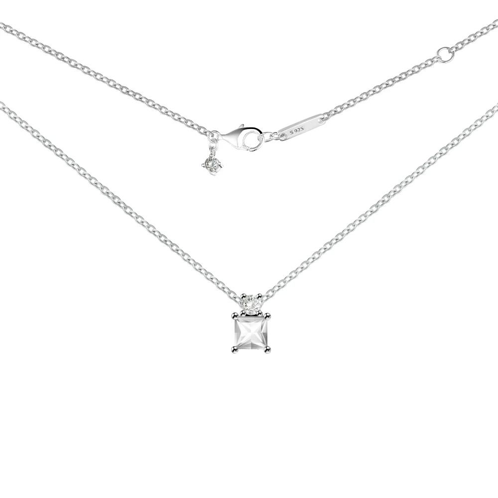 

Christmas Sparkling Collier Round & Square Necklace Sterilng Silver Chain Woman Jewelry Making Fits Original Charms Mother's Day