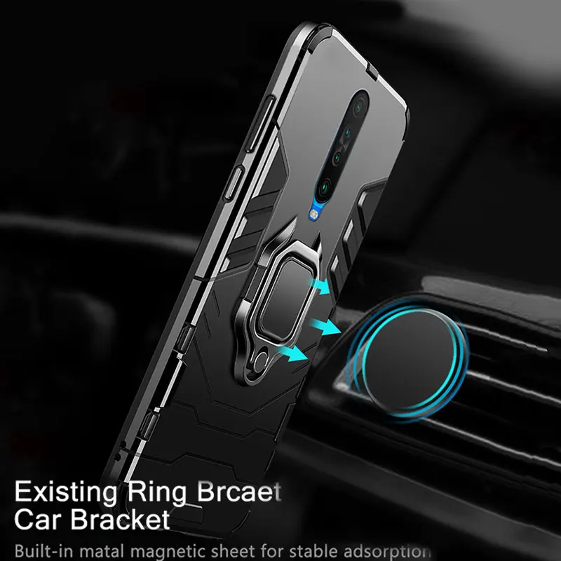 Metal Ring Case For Xiaomi Redmi K30 K 30 Case Cover 4 in 1 Hard Bumper Magnetic Phone Case on For RedmiK30 K 30 Pro 5G Global