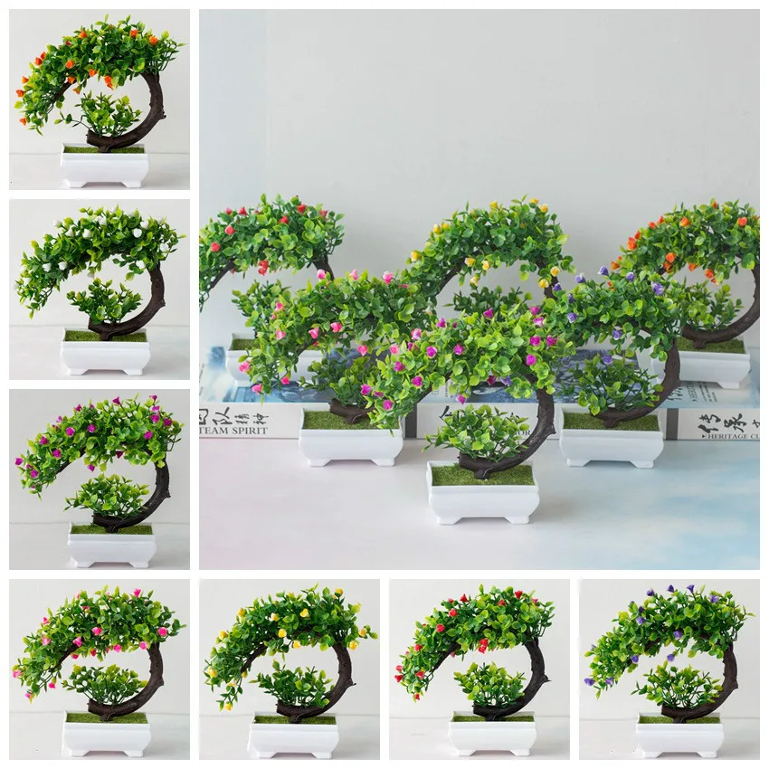 Bonsai artificial de plástico, plantas falsas, flores em vaso para casamento e decoração da casa, jardim, hotel, bonsai, plantas de plástico