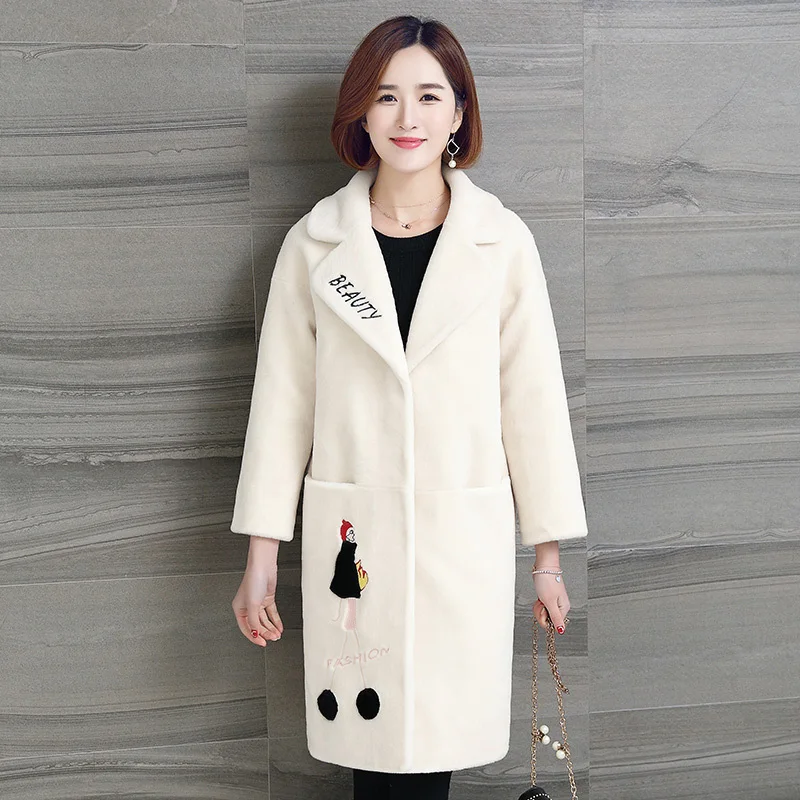 

Women's Fur Coat Winter Jacket Women 2020 Natural Sheep Shearing Fur Coats Long Warm Real Wool Jackets Overcoat 925LW825