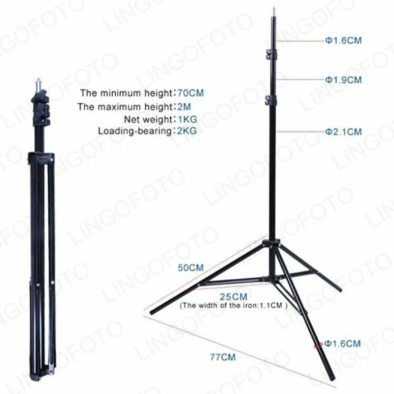 Portable Adjustable 2m Light Stand Tripod for Live Streaming Softbox Photo Studio Accessories UC9962