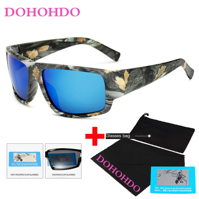 DOHOHDO Camo Square Polarized Sunglasses Men Camouflage Frame Sport Sun Glasses For Male Fishing Eyewear Oculos De Sol Masculino