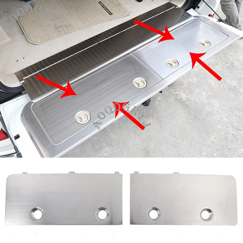 2pcs Car Accessories Stainless Steel Trunk Tailgate Toolbox Trim Cover Sticker For Toyota Land Cruiser LC200 2008-2020