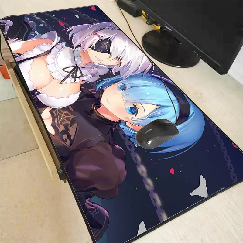 

XGZ Large Lock Edge Mouse Pad Gamer Re Zero Sexy Anime Girl Notebook Computer Mousepad Mats Office Desk Resting Surface Mat Game