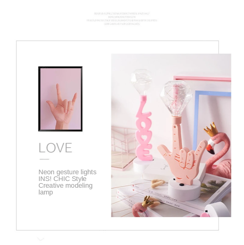 Gesto amore LED Neon Light Sign con telecomando confessione creativa Wedding Nightlight Party Decor Room Table Gift