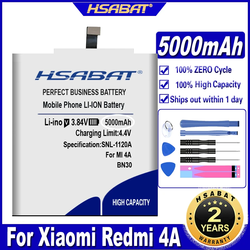 HSABAT 5000mAh BN30 Battery for Xiaomi Redmi 4A Redrice 4A Hongmi 4A