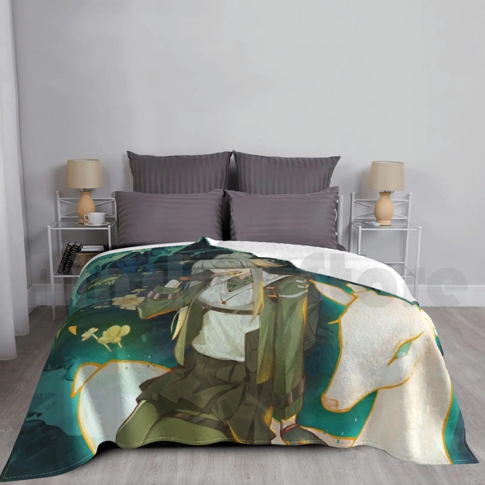 

Firewatch Arknight Blanket Fashion Custom Firewatch Arknights Video Game White Deer Guerrilla Asymmetric Sexy
