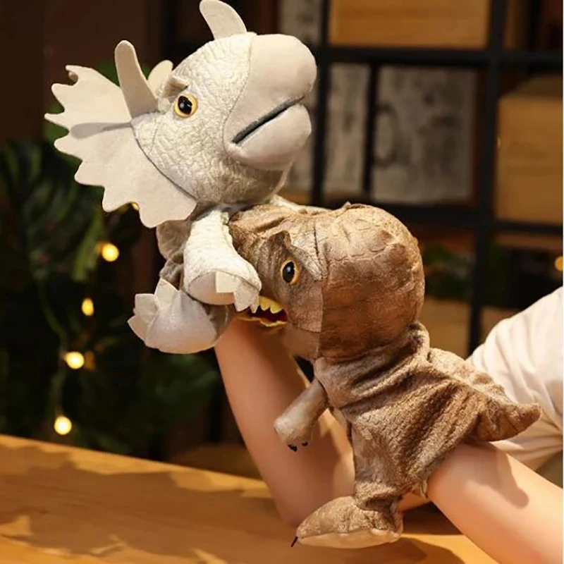 1 Stück Dinosaurier-Plüsch-Handpuppen, lebensechte Triceratop Tyrannosaurus Rex-Handpuppen für Kinder und Erwachsene, Muppets