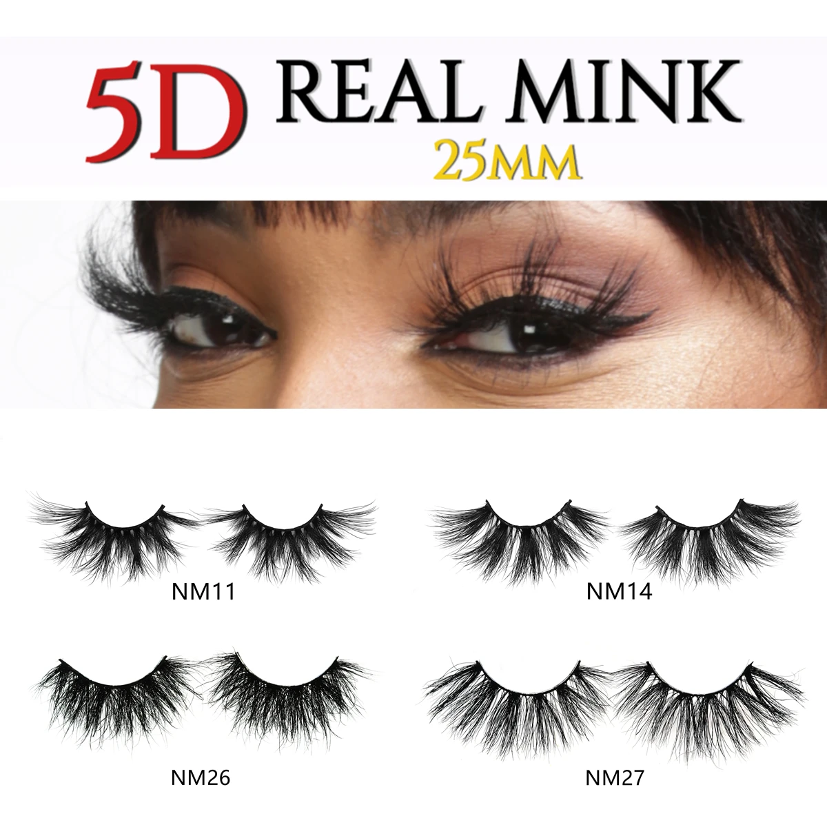 

EYENGLE 5D Mink Eyelash 20Pairs Natural Thick Long Handmade 25mm Make Up False Eyelashes Reusable Extension Dramatic Volume Lash