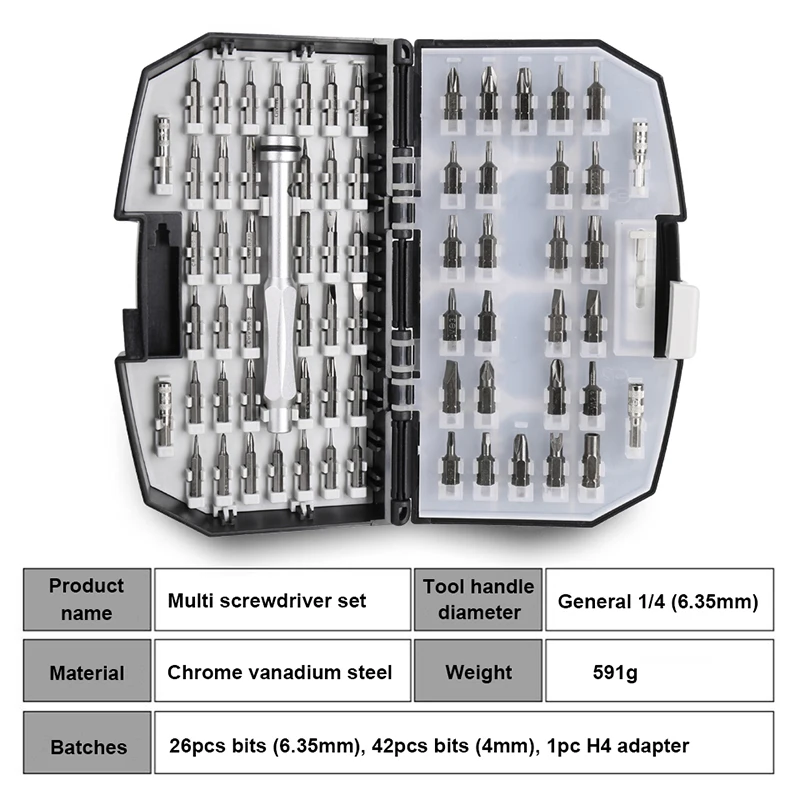 JUNEFOR Screwdriver Set Magnetic Phillips Torx Hex H6.35/H4 Screw driver Bits Cr-V For Phone Household Digital Repair Hand Tools