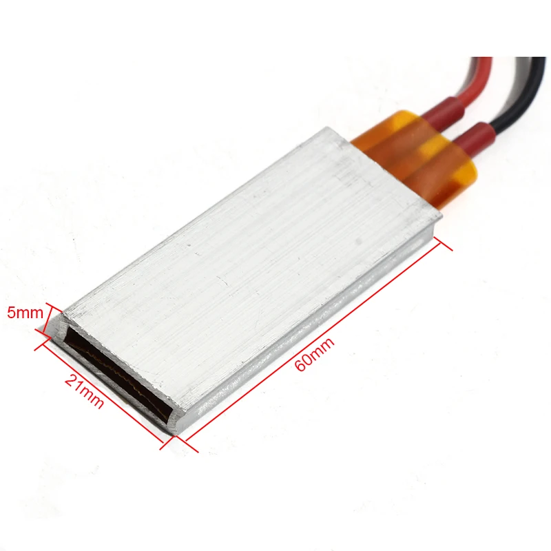 LUJINXUN 2PCS PTC Heating Element 60x21x5mm 12/24V Constant Temperature 70/110/200C PTC Heater Plate Thermostat Aluminum Shell