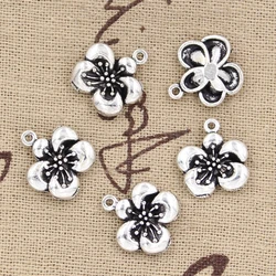 30pcs Charms Flower 15x14mm Antique Bronze Silver Color Pendants DIY Necklace Crafts Making Findings Handmade Tibetan Jewelry