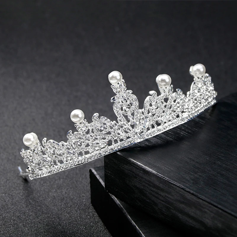 10 PCS /Lot Fashion Elegant Wedding Crown for Bridal Headpiece Clear Color Crystal Pearl Bride Tiara Wedding Hair Accessories