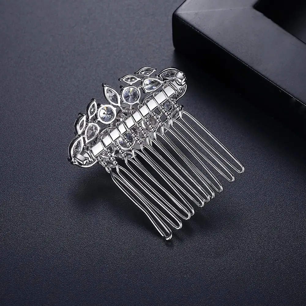 LUOTEEMI New Design Flower Hair Comb for Women Wedding Trendy Fashion Cubic Zircon Rhinestone Bride Engagement Jewelry Christmas