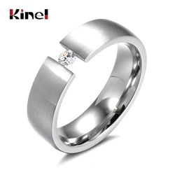 Kinel Trendy Steel Ring For Men Natural Zircon Engagement Rings for Couples Stainless Steel Men Wedding Gift