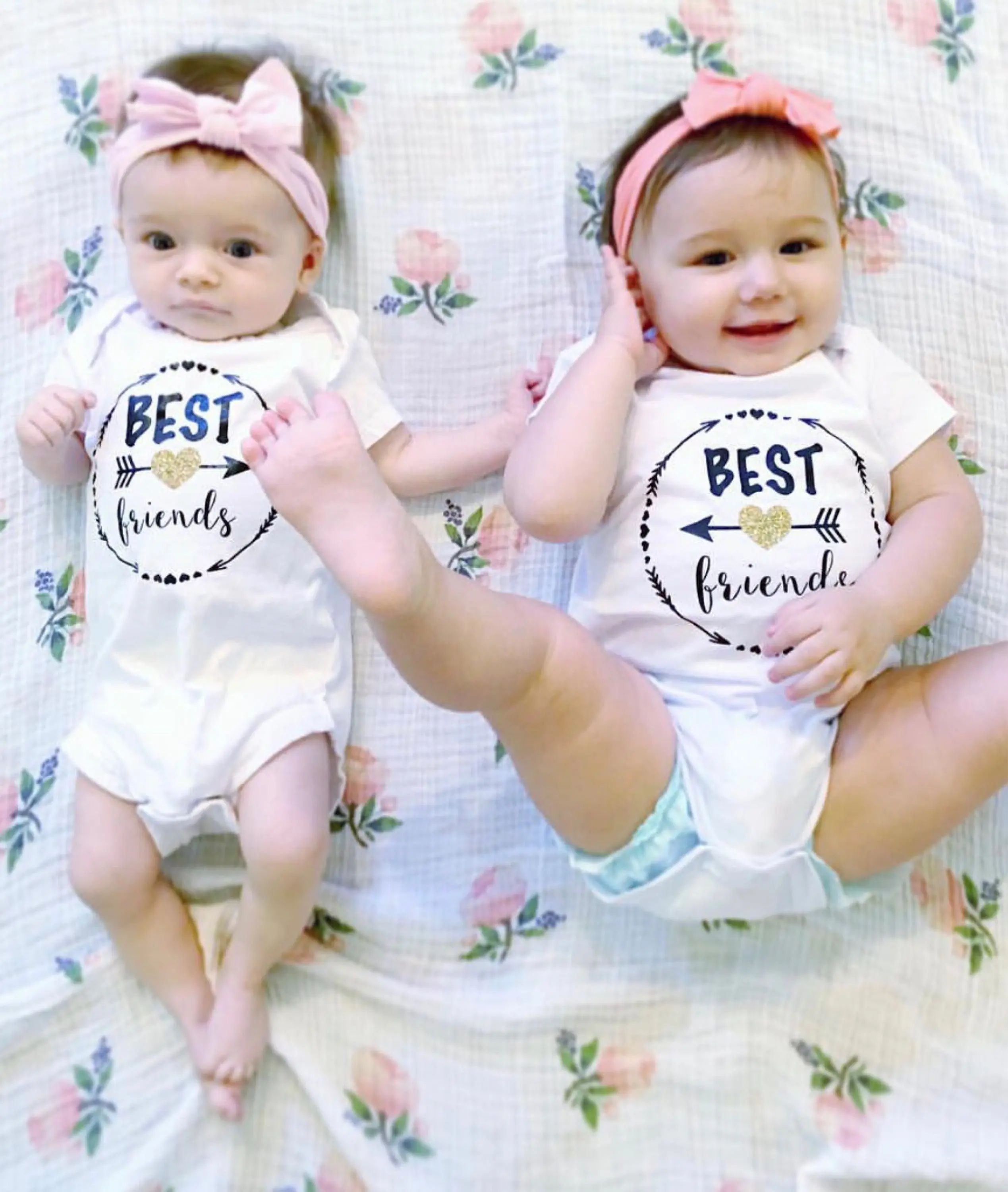 

Baby Girl Best Friends Matching Baby Bodysuits Best Friends Forever Shirts Matching Twins BFF Summer Short Sleeve Bodysuits