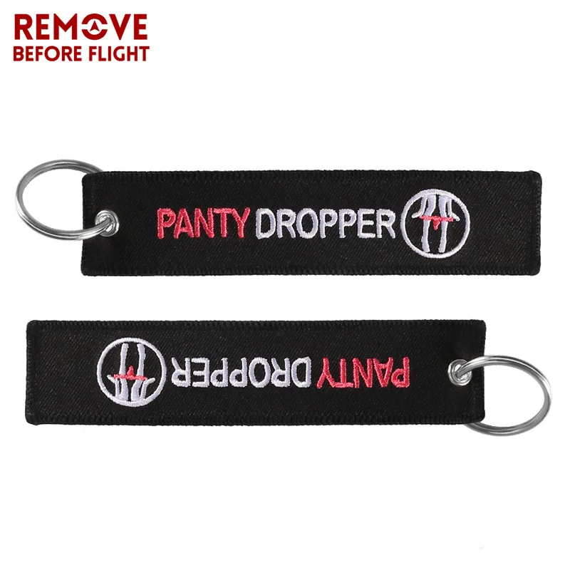 20 PCS Wholesale Panty Dropper Funny Key Chains for Cars Black Embroidery Key Ring Chain for Men Gifts Fashion Keychain Jewelry