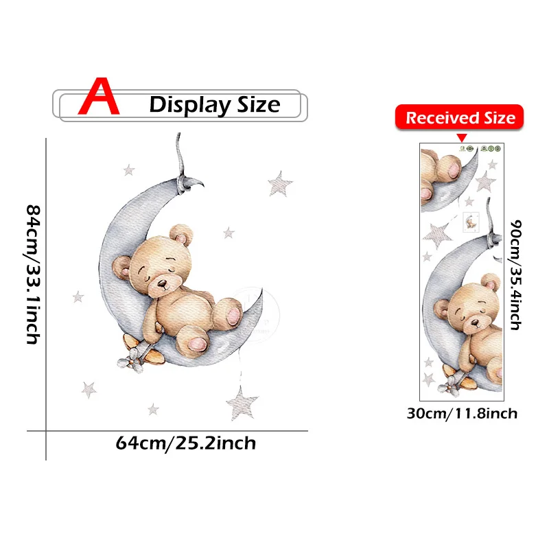 Watercolor Balloon Bunny and Brown Bear Wall Stickers for Kids Room Baby Nursery Room Decoration Wall Decal Party PVC Watercolor image 5