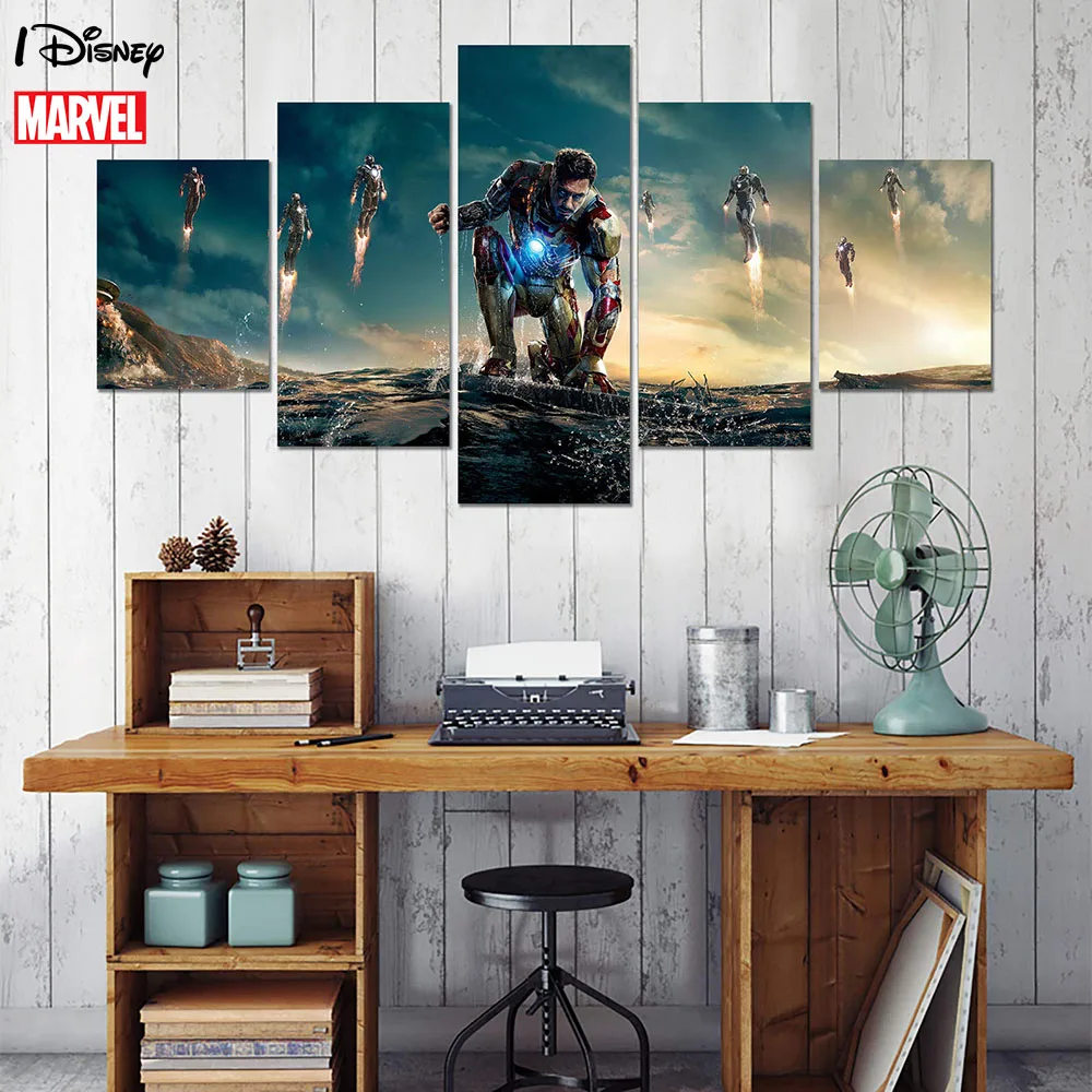 Disney Marvel Anime Avengers Poster Iron Man Painting Canvas Print On Wall Art Picture For Kids Room Home Decor Frameless