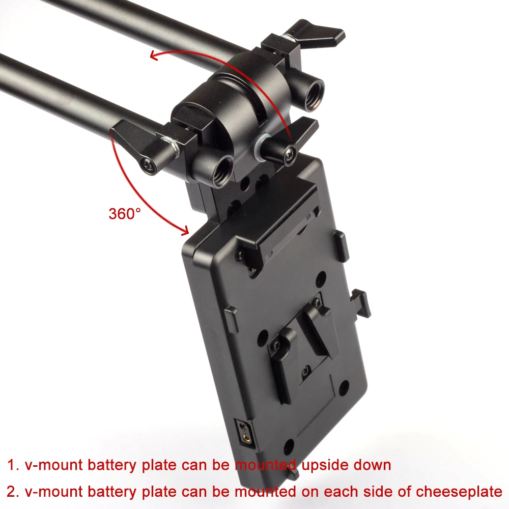 

360° Swivel Spin 15mm Rod Clamp Mount Cheese Plate V-mount Battery BasePlate fr 4K 8K Film Camera Steadicam Gimbal Power Supply