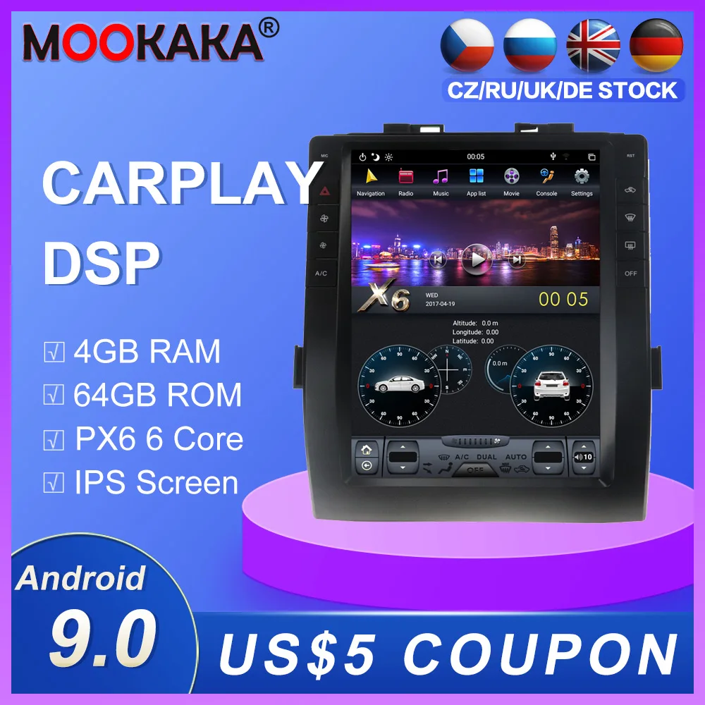 Carplay Dsp Android 9.0 Px6 Vertical Radio Car Player Stereo Gps Navigation For Toyota Vellfire/alphard 30 S 2015 Player