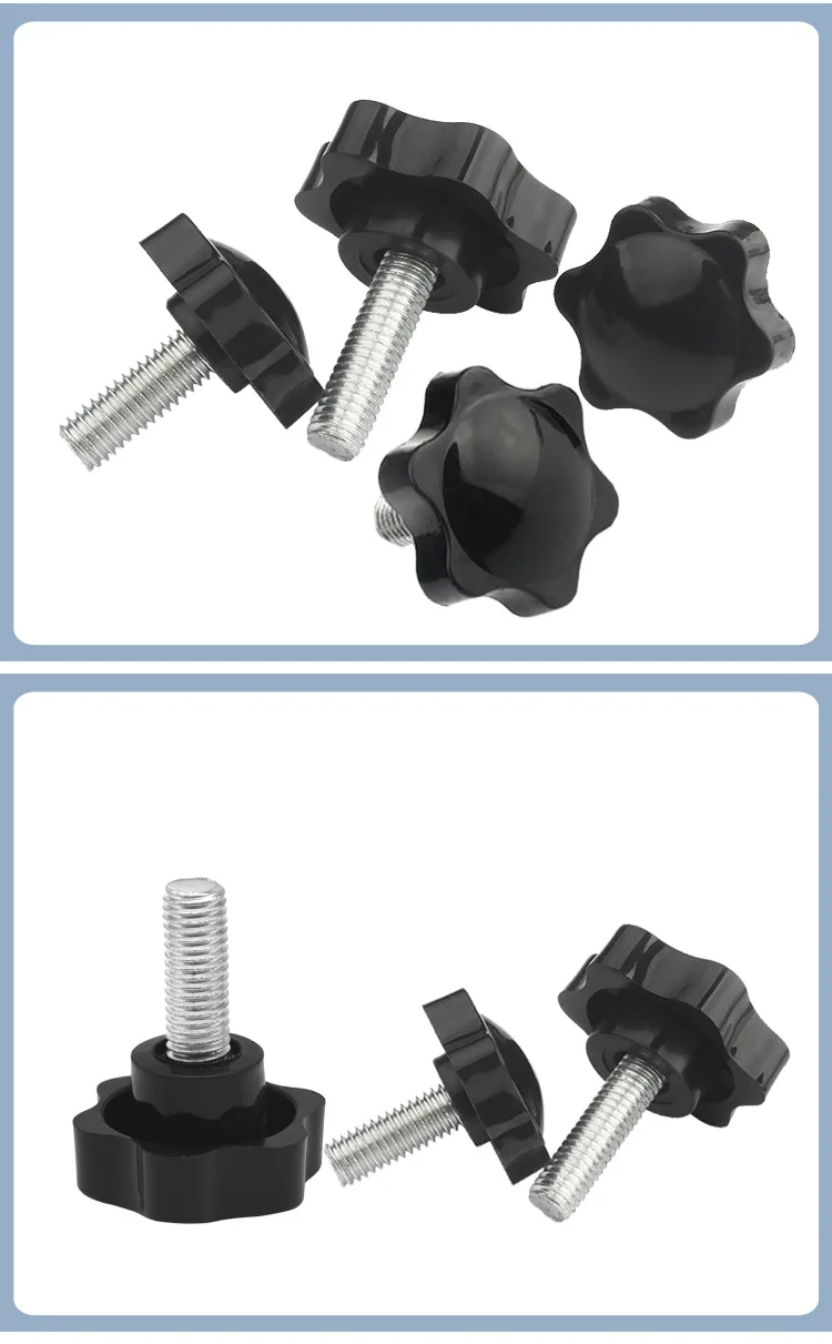 หกเหลี่ยม Quincunx ยางหัวสกรู Star Handle ปรับบิดบิดพลาสติกปรับ Rod M4-M8