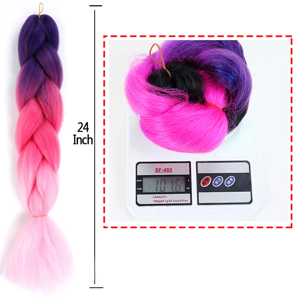 Pageup 100G 24Inch Single Ombre Color Glowing For Hair Wholesale Synthetic Hair Extension Twist Jumbo Braiding Hair