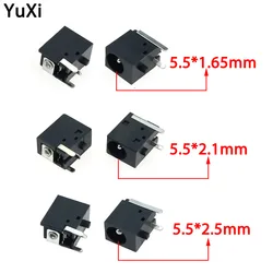 5pcs PCB Mount 5.5 x 1.65 / 2.1 / 2.5 mm Female DC Power Jack Plug Charging Socket Connector Dock Black 5.5*1.65/2.1/2.5MM