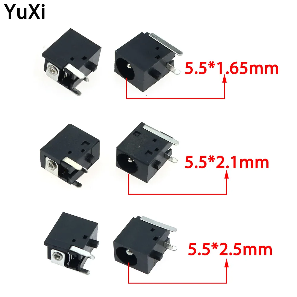 5 sztuk do montażu PCB 5.5x1.65/2.1/2.5mm kobieta DC Power wtyczka Jack gniazdo ładowania złącze Dock czarny 5.5*1.65/2.1/2.5MM