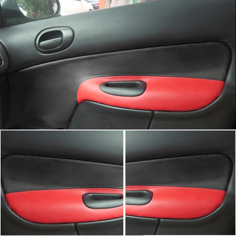 Dla Peugeot 206 2004-2007 207 2009-2013 Dla Citroen C2 tylko 4-drzwiowy Samochodowy Wewnętrzny Panel Drzwi Podłokietnik Pokrywa Wykończenie Mikrofibra Skóra
