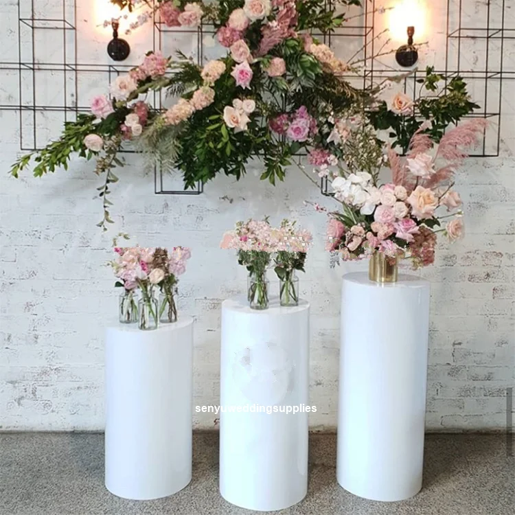 

3pcs/set)wedding decoration flower stand wedding backdrop plinth round white acrylic wedding stand senyu1586