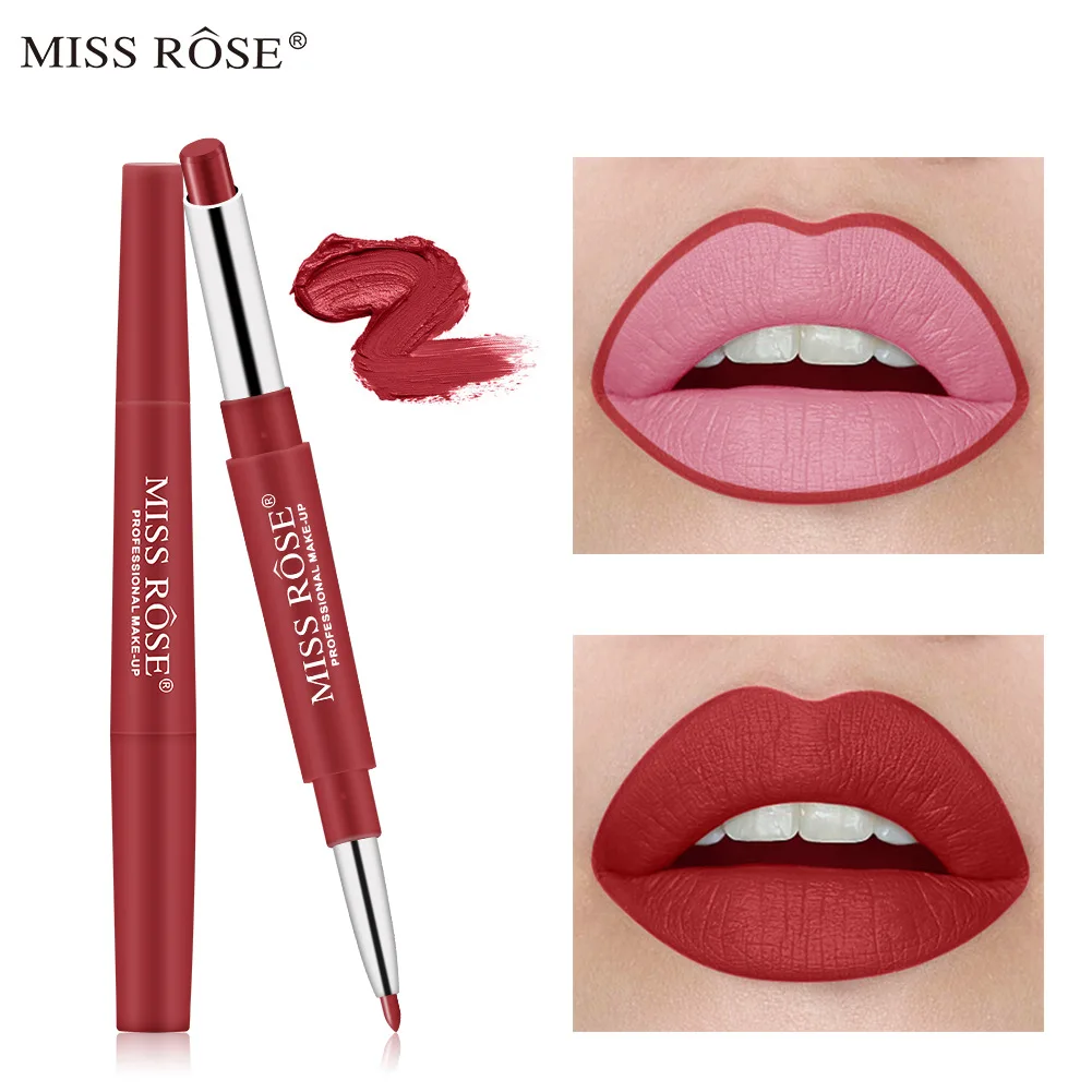 creative automatic rotation multifunctional waterproof beautiful makeup matte fog face double head Red Lip Pencil Lip Liner Pen