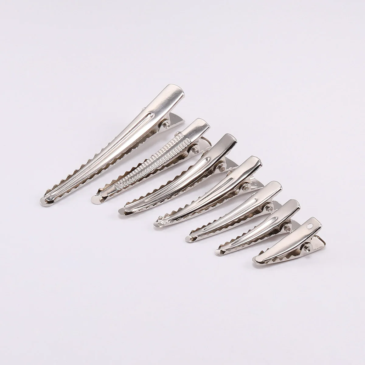 20Pcs/Lot 25-60mm Flat Single Prong Metal Single Alligator Hair Clip Bow Teeth Base for DIY Hairpins Jewelry Making Findings