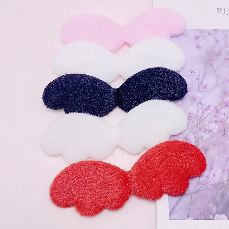 30Pcs/Lot 9.8*3CM Two Side Furry Felt Angel Wing Appliques For  DIY Children Hair Clip Accessories Patches