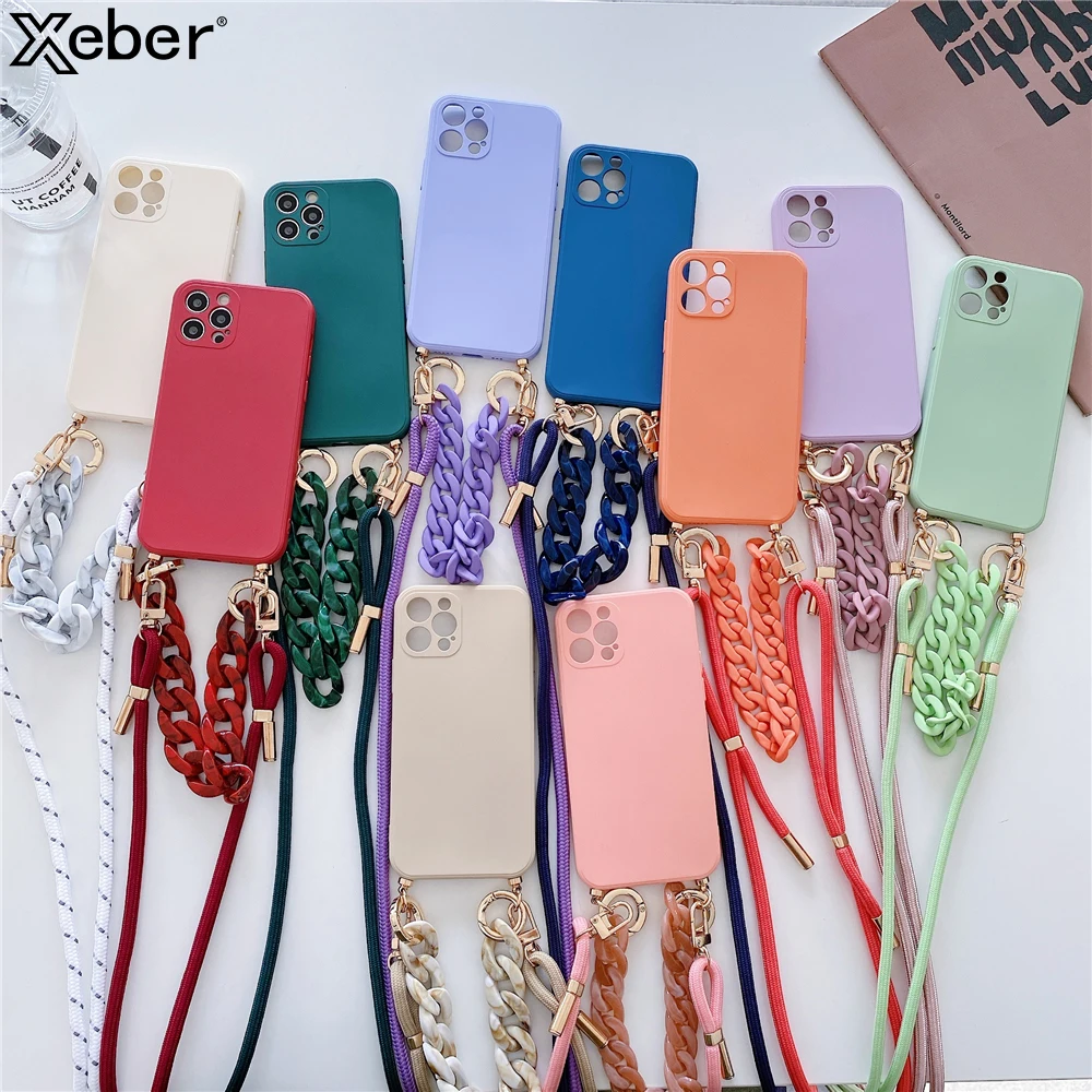 Luxury Marble Amber Bracelet Necklace Lanyard Case For iPhone 16 15 14 11 12 13 Pro Max X XS XR 7 Plus Mini Soft Silicone Cover