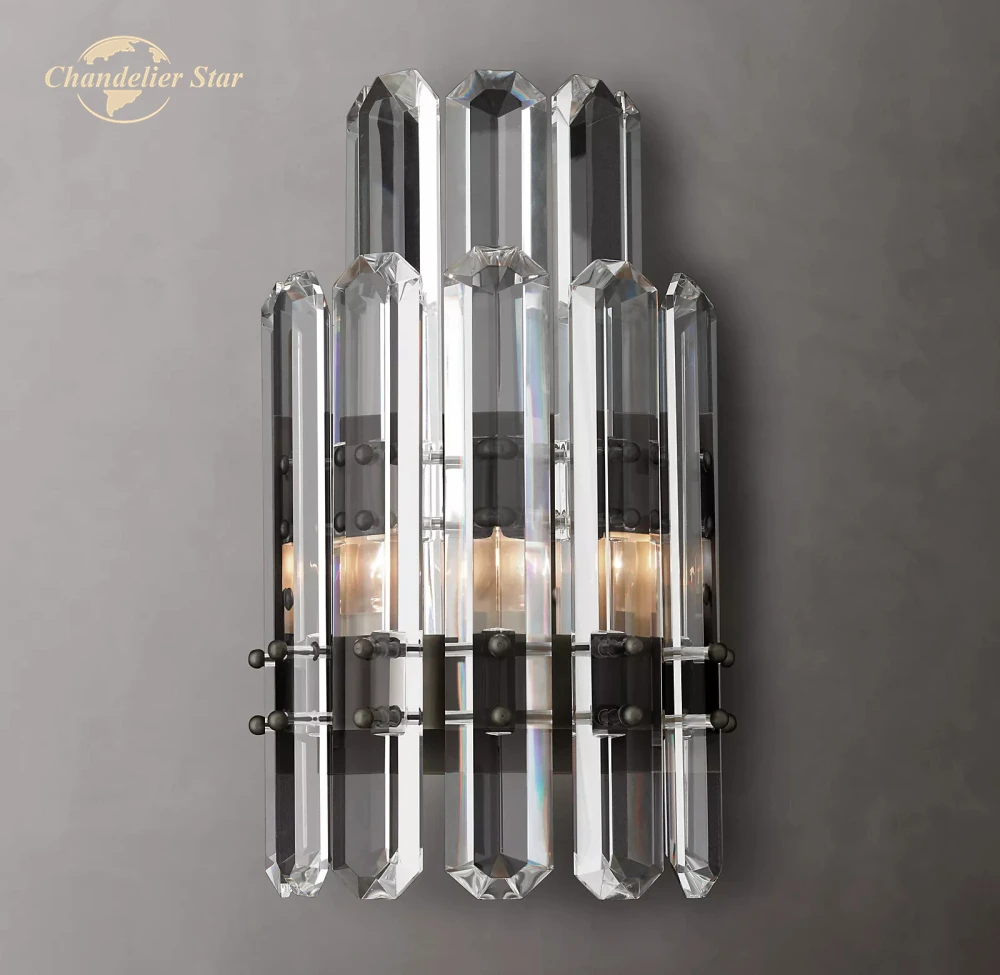 Modern Crystal Wall Lamps LED Bonnington Two Tiers Sconce Bathroom Farmhouse Bedroom Indoor Lighting Fixture