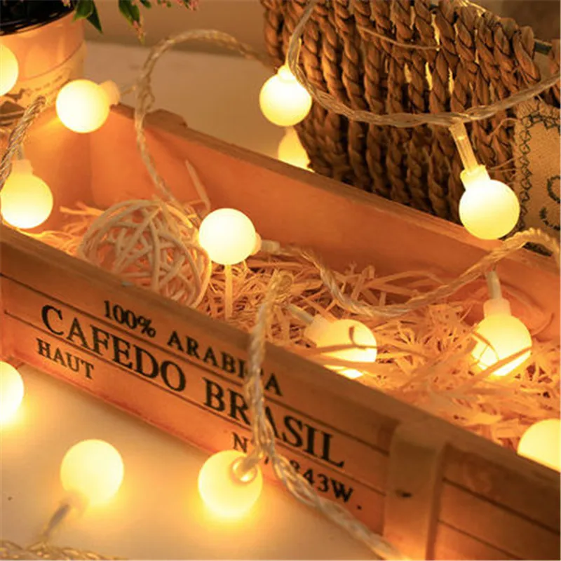 2M 5M 10M LED Cherry Balls String Lights Indoor Outdoor Decorative Fairy Lights Warm White for Birthday Party Wedding Christmas