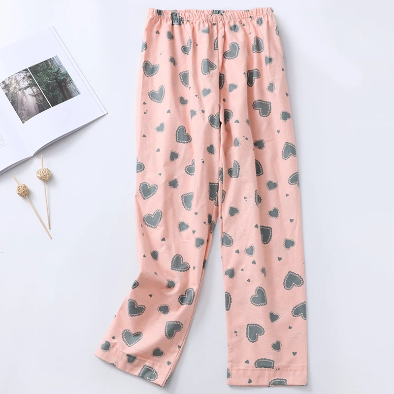 Sleep Bottoms Women Printed Kawaii Summer Cotton Comfortable Breathable Womens Korean Style Loose Pajama Pants Sleepwear Ulzzang