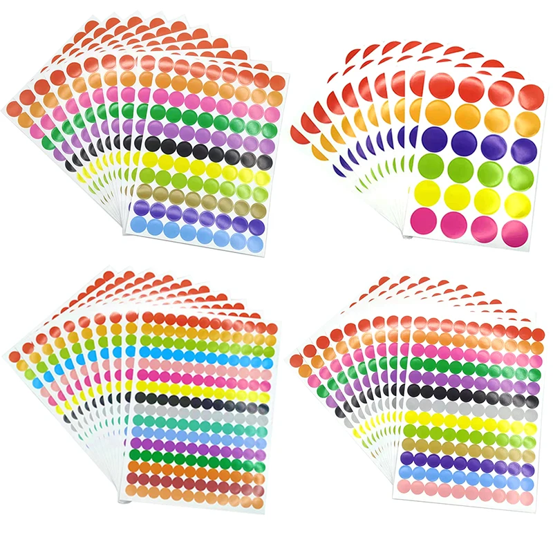 6/8/10/20mm Colored Dot Stickers Round Circles Sealing Sticker Paper Labels Adhesive Package Label Party Decoration