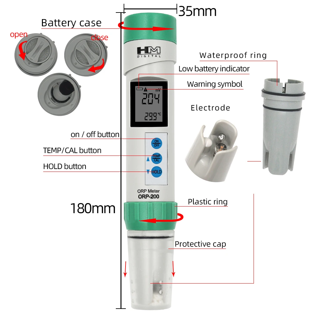 HM COM-300 EC TDS PH 4 in 1 Combo Meter PH-200 PH Meter ORP Tester Waterproof With ATC Calibration And Data Hold Tool 40% Off