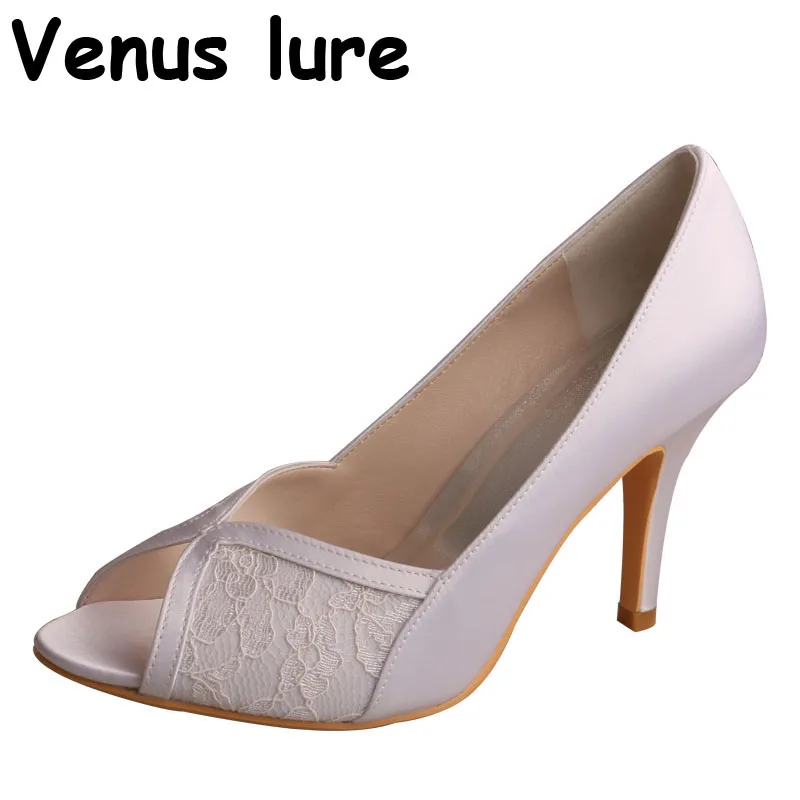 

Size 7 Open Toe White Formal Shoes for Women Lace High Heel 9CM