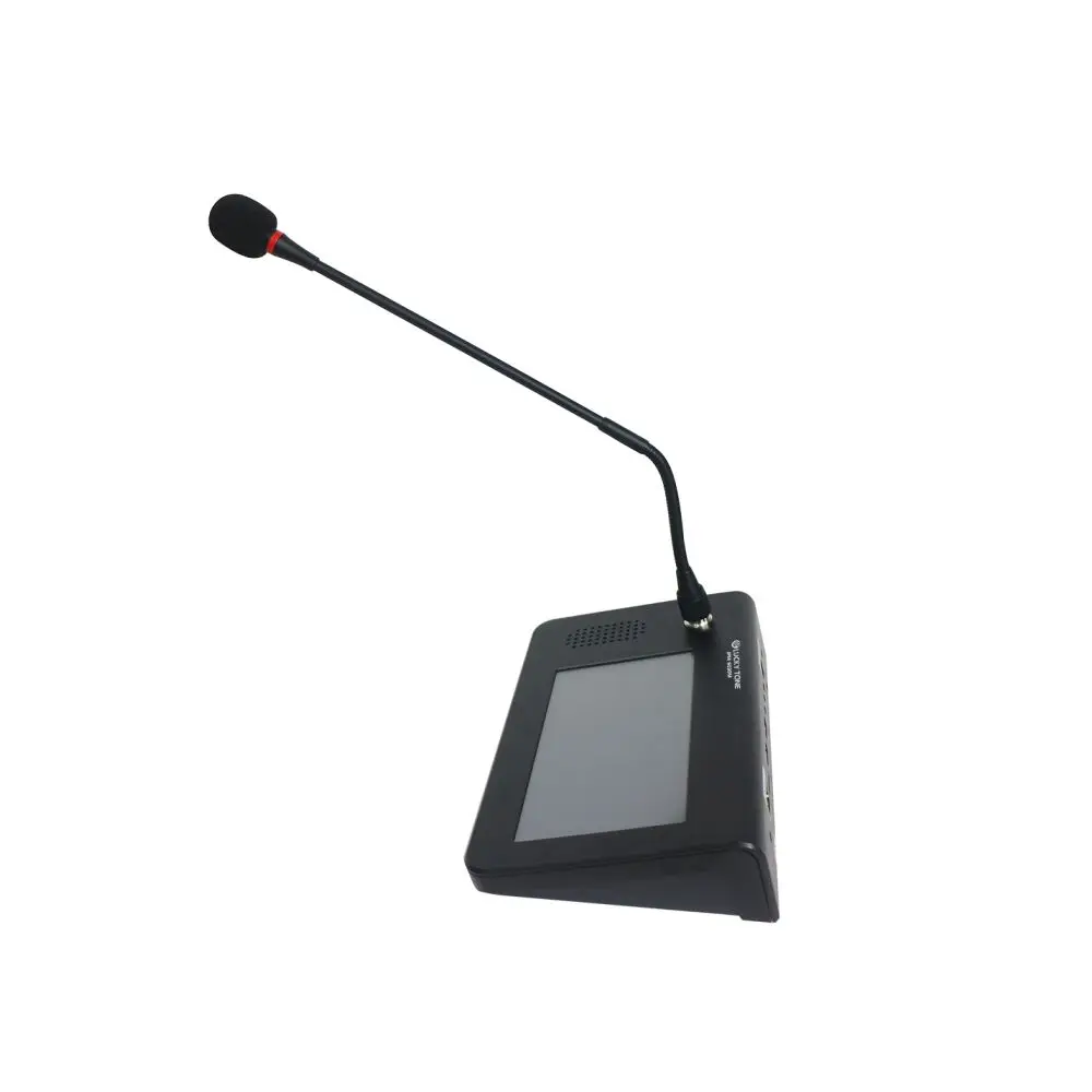 Micrófono de PC de cuello de cisne de Escritorio Remoto de red IP TCP con pantalla táctil de 7 "para sistema ME PA, voz en vivo, paginación de zona, transmisión