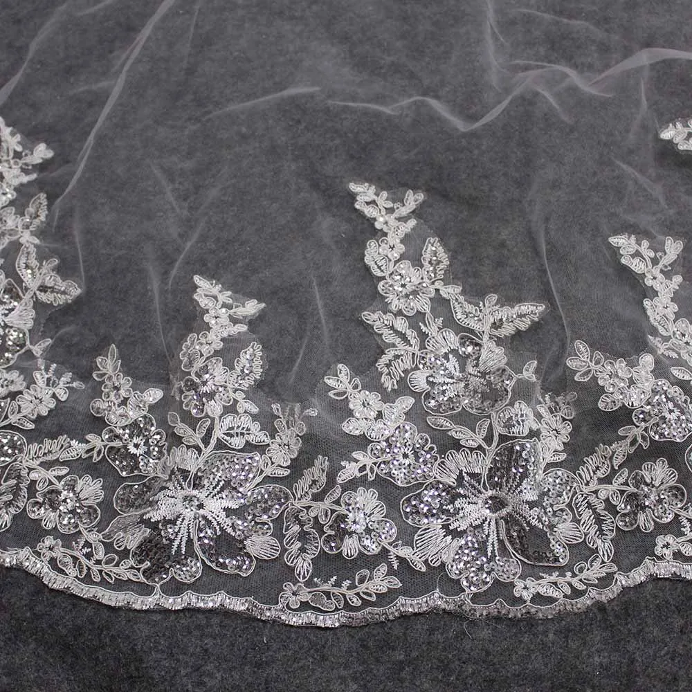 Voile de mariée court sans peigne, 150cm, paillettes de luxe, en dentelle, une couche, accessoires pour mariée